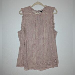 Torrid Soft Pink Sheer Embroidered Floral Lace Fairycore Whimsical Dainty Top 3X